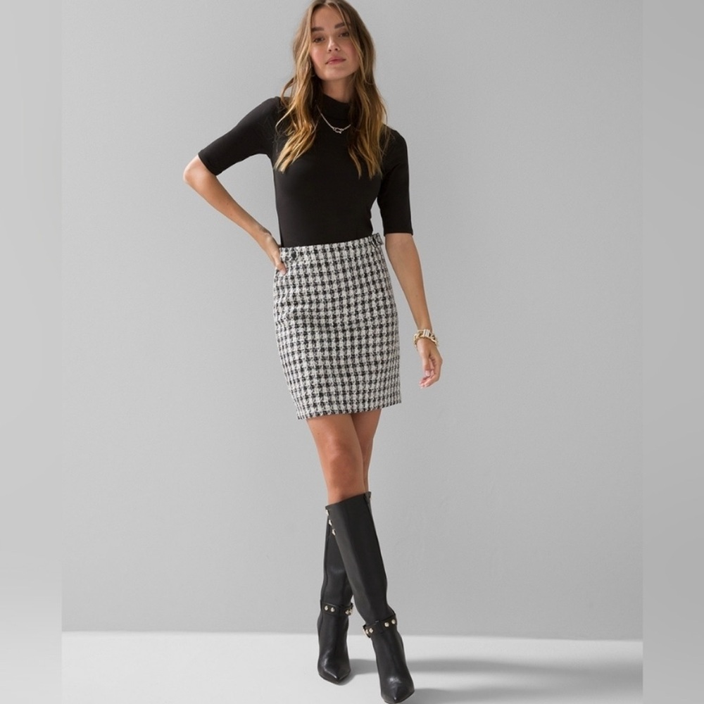 BANANA REPUBLIC Classic Black & White Houndstooth Pencil Skirt, Size: 2, EUC PM7